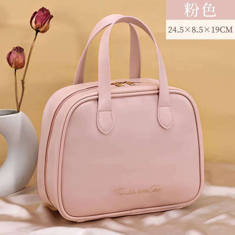 New Half Moon Bend Handheld Makeup Bag with Capacity, Fashionable, Beauty, Divided Storage, High Grade, Large Toilet Y260206