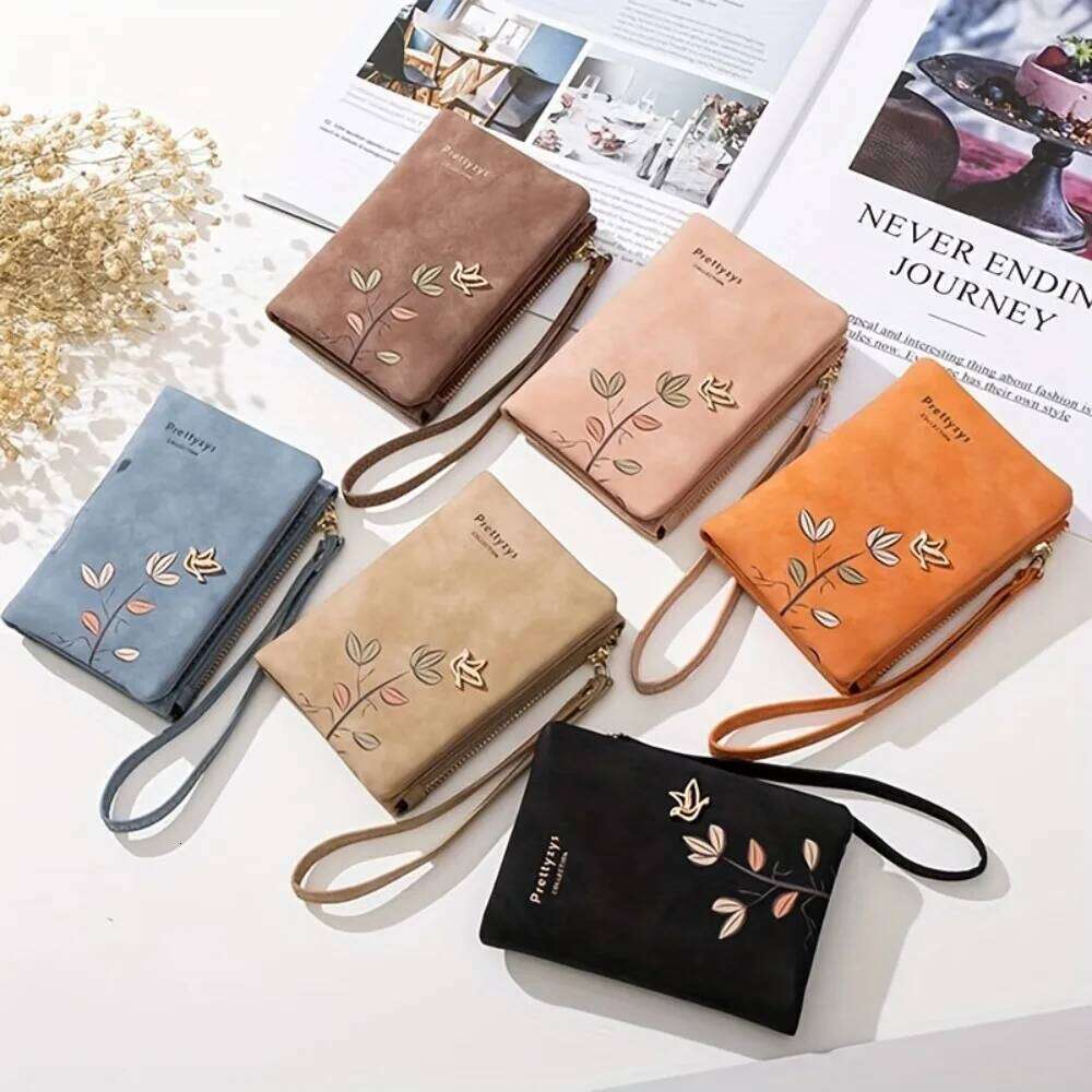 New Stylish Women Short Floral Print Card Holder Compact Coin Purse Money Clip Multi-Functional Retro Casual Small Wallet Y260206