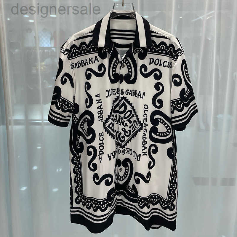2025 D G Trendy Brand Short Sleeve Shirt Suit Collar 3D Printed Pattern Mens Shirt Top Cardigan S25710