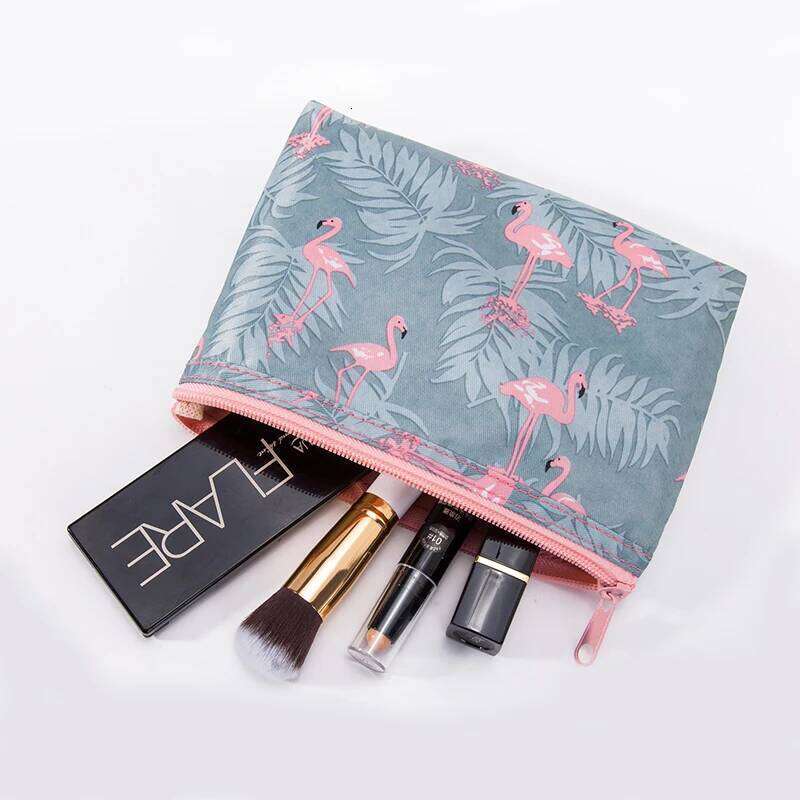 Multi functional Flamingo Waterproof PU Makeup Bag Large capacity portable women's storage Cute girl wash bag Y260206