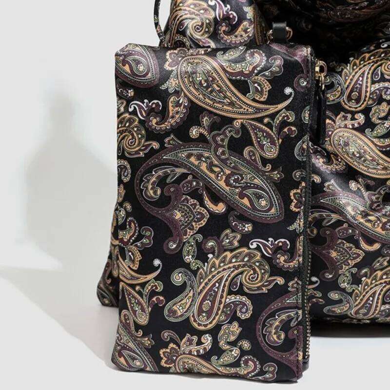 Retro Print Chain Tote Women Large Capacity Composite Shoulder Bag Ladies Fashion Versatile Commute Daily Crossbody Bags Y260205