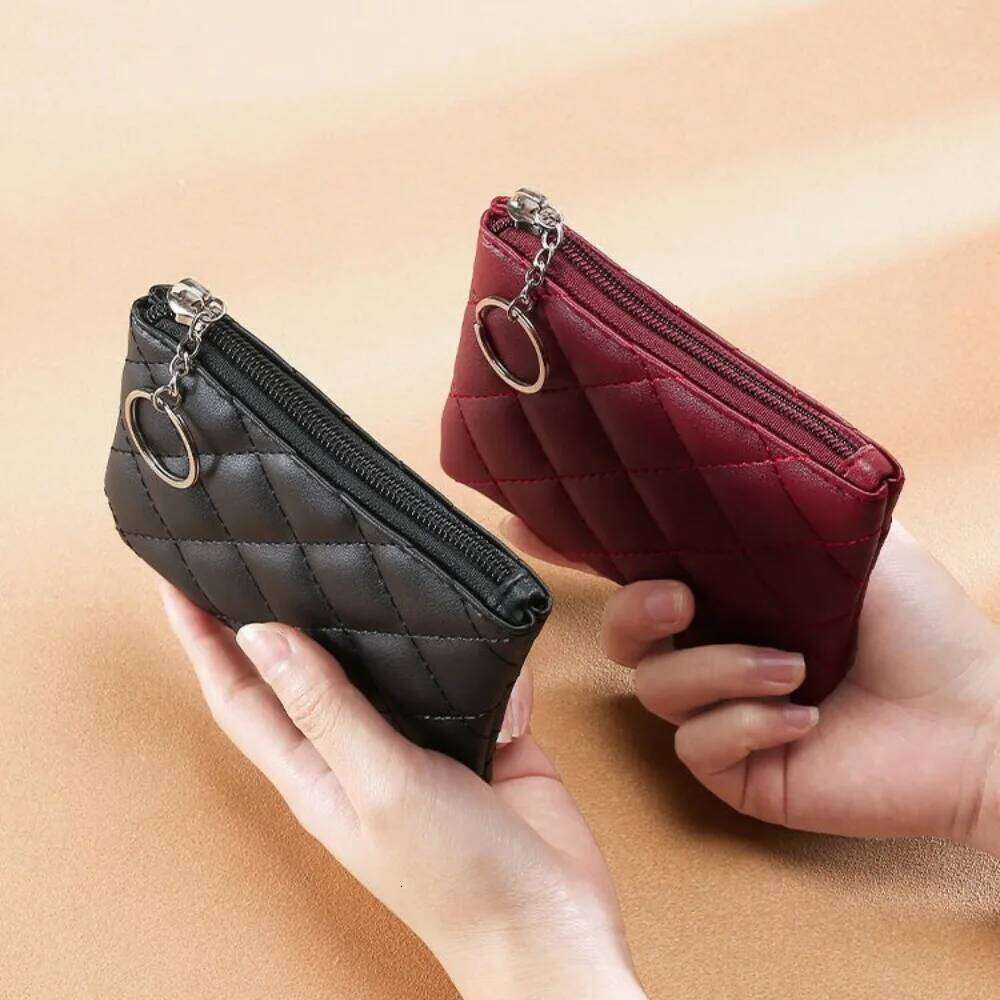 PU Leather Zip Key Chain Fashion Small Money Short Change Pouch Coin Purse Purses for Women Wallet 2025 Y260206