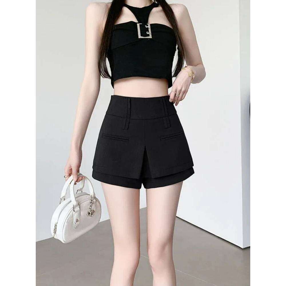 Suit with Skirt Pants Woman Short Shorts for Women Culotte High Waist Outfits Summer Aesthetic Flowy Low Price Comfy Normal Kpop XJ260206