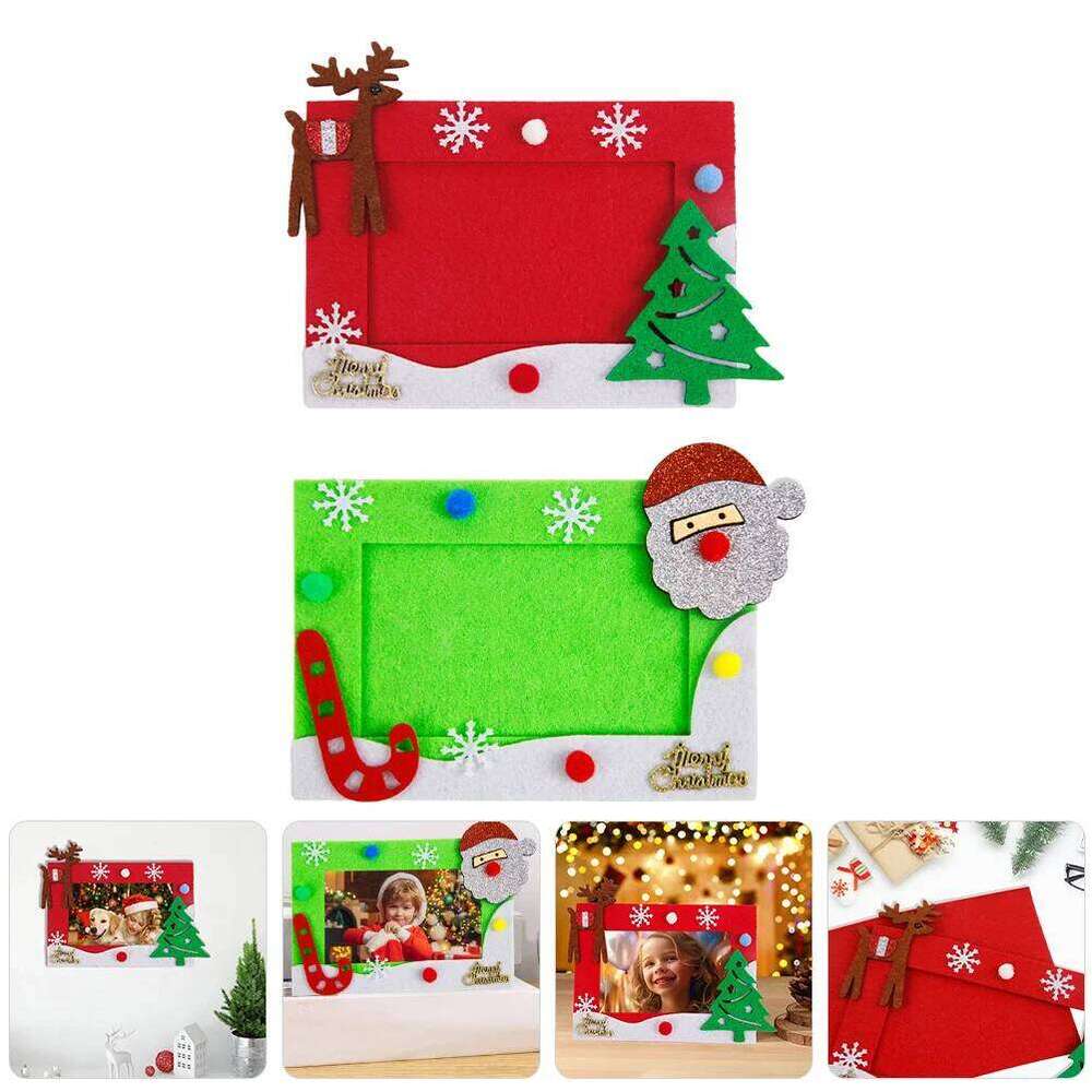 2pcs Christmas Photo Felt Xmas Picture Frame For Home Decor Diy Craft Projects Decorative Memory Ornament Display Wall Art S260205