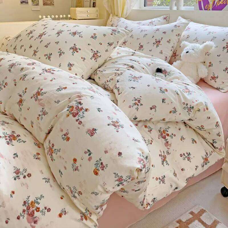 Ins Bedding Refreshing New Blue Wind CHIME Four PIECE Set On Washing Cotton Bed Sheet Dormitory 3pcs XJ260206