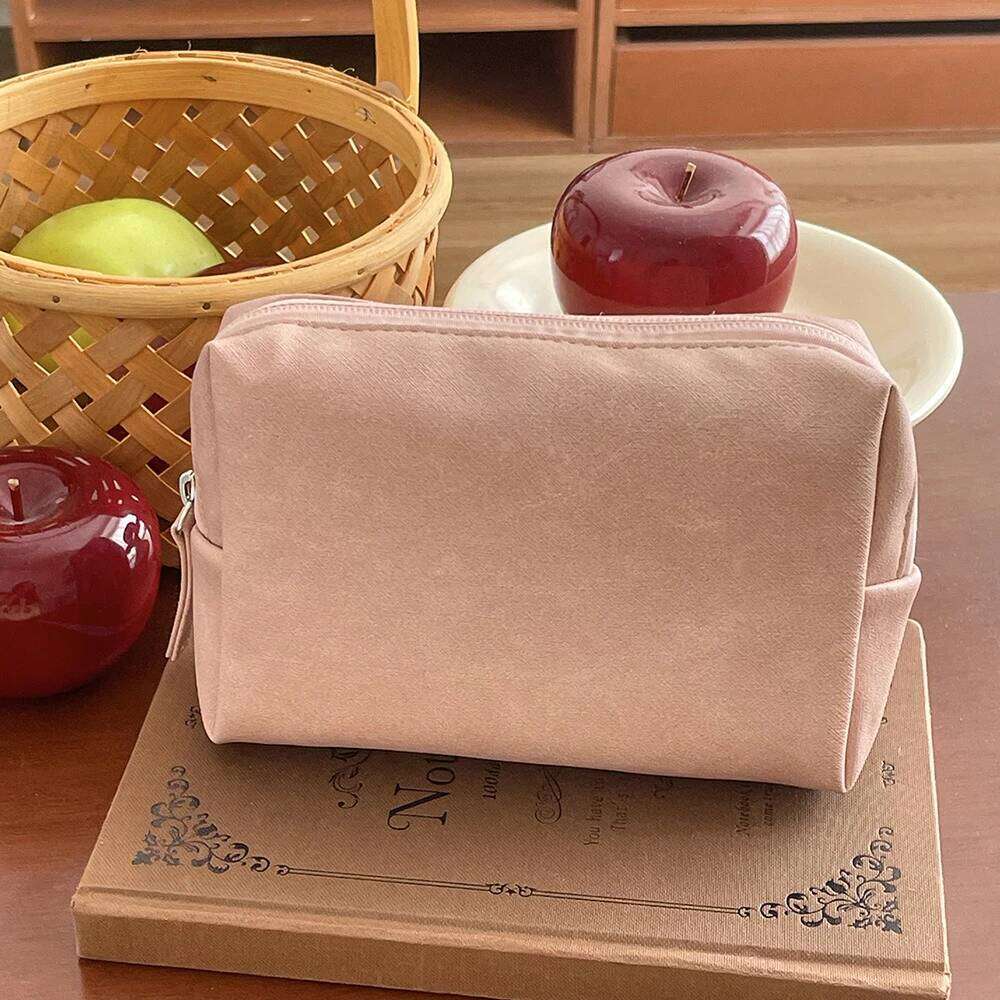 Pu Leather Women Simple Waterproof Cosmetic Portable Toiletry Makeup Lipsticks Storage Pouch Handbag Ladies Wash Bag Y260206