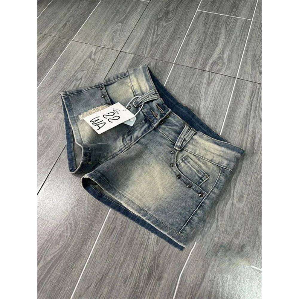 American Vintage Denim Women Summer Punk Low Waist Slim Y2K Rock Streetwear Sexy All Match Female Shorts Jeans New XJ260206