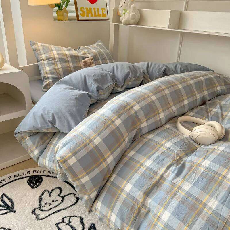 Wash Cotton Bedding Duvet Pillowcases Sheet Soft Comforter Cover Bed Linens Set Queen King Size Nordic Style XJ260206