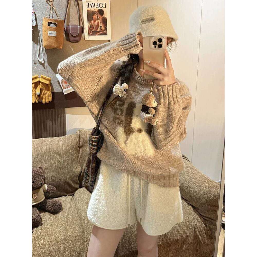 2026Women's Faux Lamb Fur High Waisted Outer Wear Hot Pants, Autumn Winter Warm Fleece Shorts Korean Fashion XJ260206