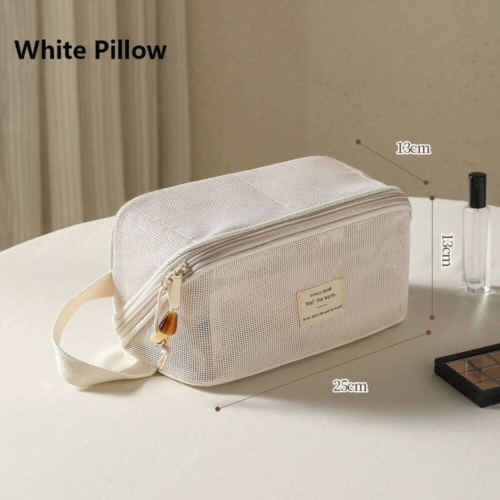 Mesh Clear Tote Makeup Storage Pillow Toiletry Cosmetic Washbag Pouch Large Capacity Portable Women Organizer Clutch Bag Y260206