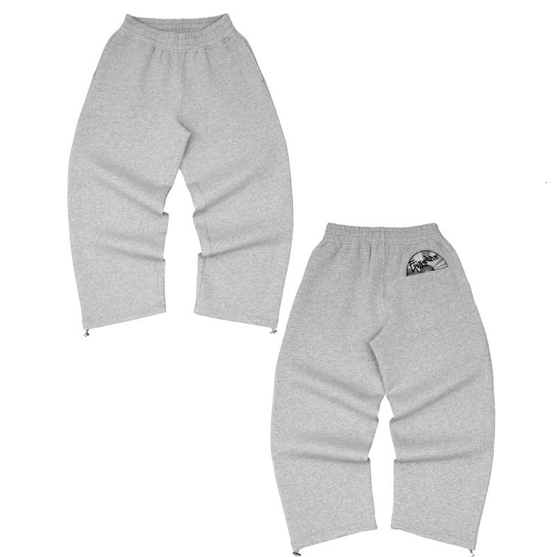 American Street Style Personality CD Pattern Pocket Design Hoodie and Sweatpants Set Y2K Trend 241031