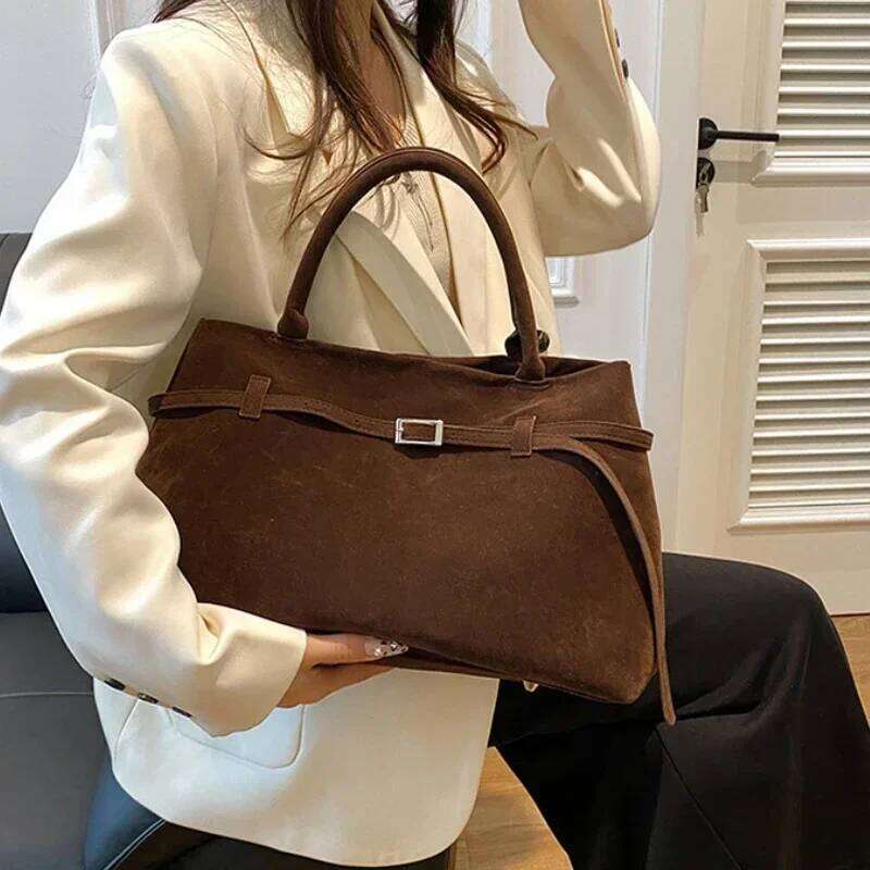 women's Buckle Decorative Design Solid Faux Suede tote bag Large Capacity Hasp Casual Tote 2025 Hot Sale Bags for Women Z260207 - view 3