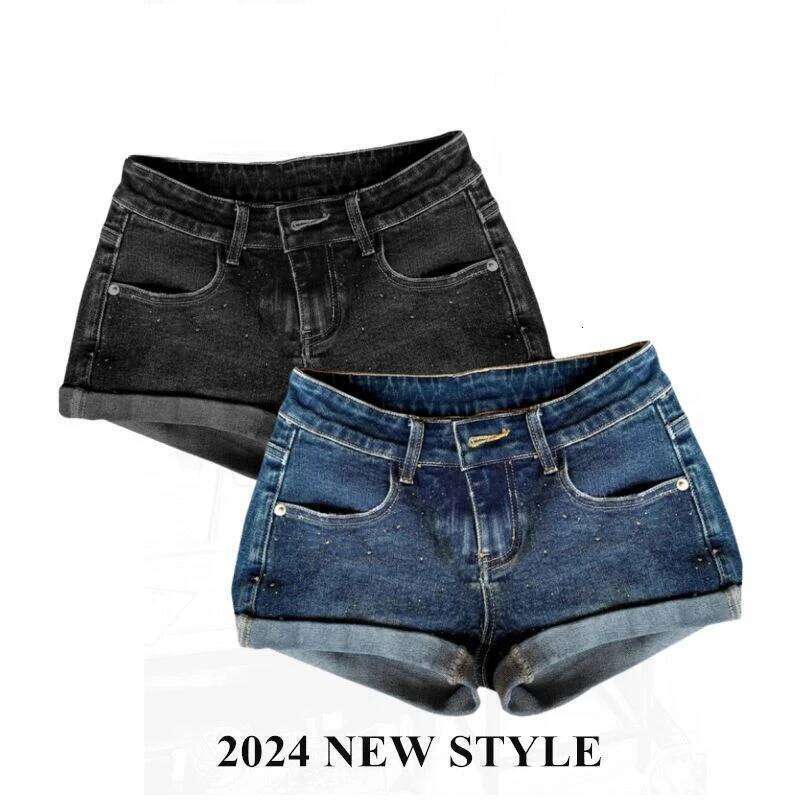 Fashion Sexy Vintage Denim Shorts Woman 2024 New Korean Style Hot Short Pants Y2k E-Girl High Waist Washed Jeans Slim Design XJ260206