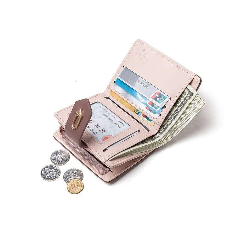 Short for women PU leather simple hundred fashion trend love hardware buckle zipper student folding purse Street small stu Y260206