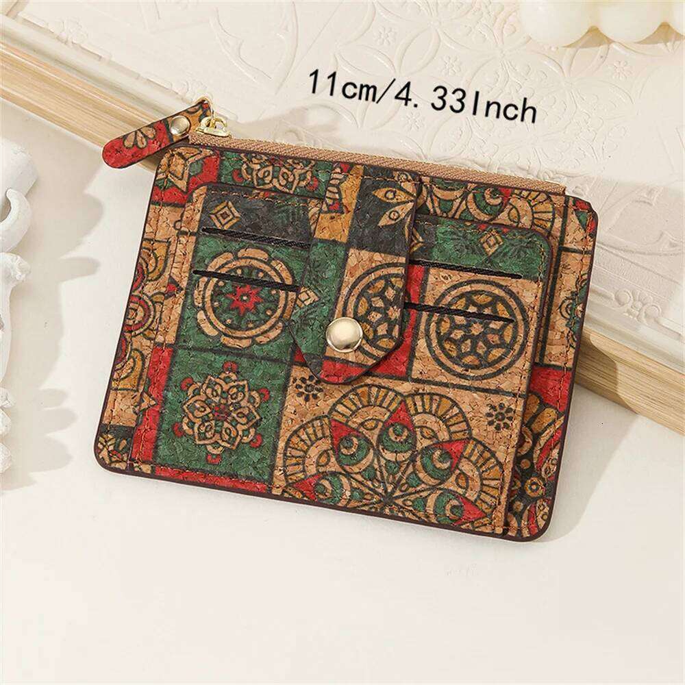 Retro Holder Exquisite Wallet Multi Case Cork Ultra Thin Card Pocket Zipper Small Wallets Big Capacity Coin Purse New Y260206