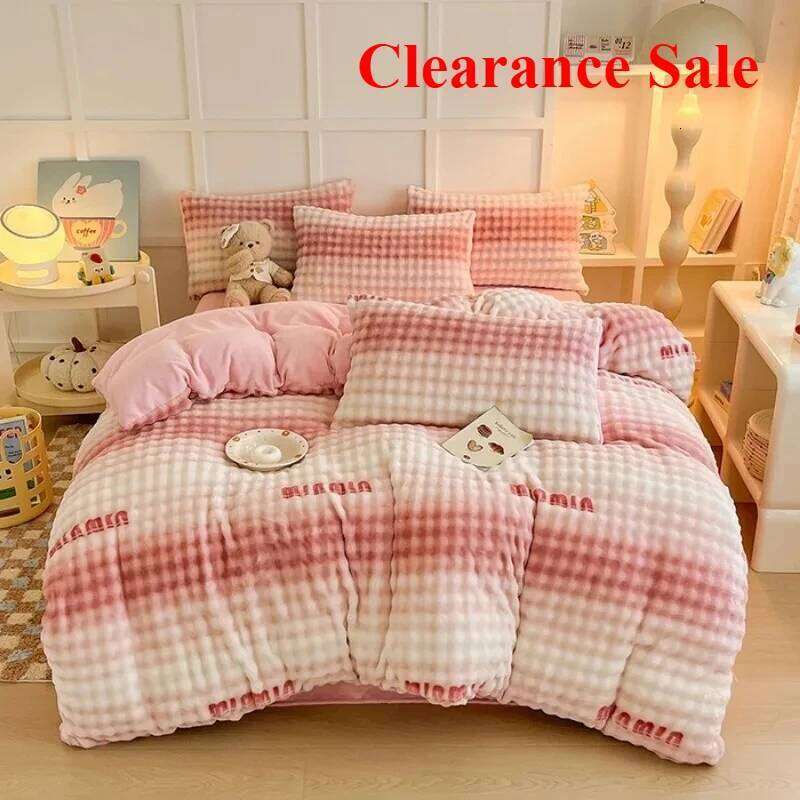 2025 Milk Printed Bubble Four-piece Set Class A Winter Thickened Quilt Cover Sheet Baby Fleece XJ260206