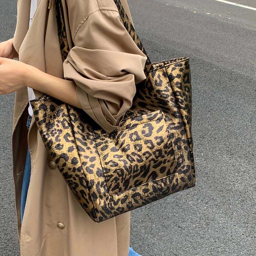 Large Capacity Women's New Arrival Commuter Tote Autumn/Winter Retro Niche Leopard Print Single Shoulder Bag Y260205