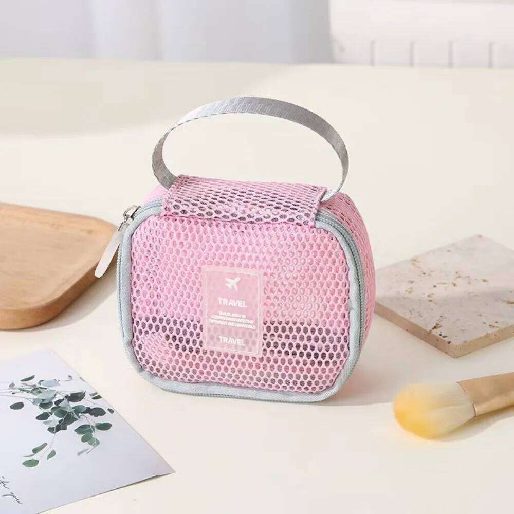 Fashion Mesh Women Wash Makeup Bag Small Transparent Travel Cosmetic Storage Pouch Portable Tote Toiletry Make Up Washbag Y260206