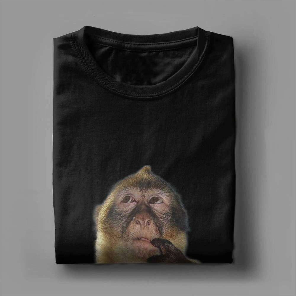 Thinking Monkey Meme 100% Cotton T-Shirt For Men Summer Y2K Funny T-Shirts O-Neck Harajuku Tees Oversized Hot Sale Tops X260207