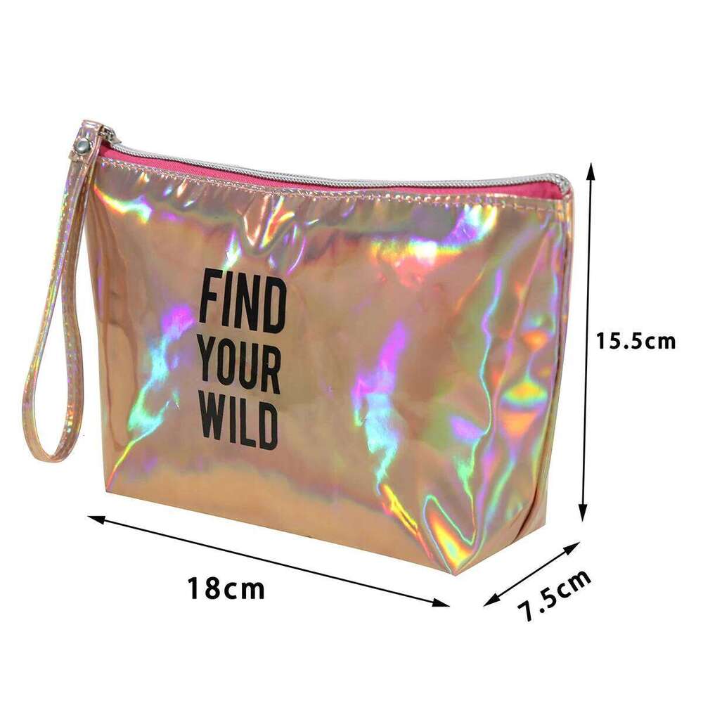 Large capacity laser makeup PU waterproof portable travel wash Fashionable rectangular women's storage bag Y260206