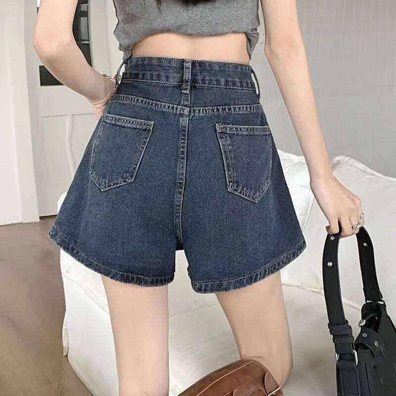 Lucyever Wide Leg Jeans Women Summer High Waist Loose Vintage Blue Denim Shorts Woman Korean Wild A-Line Short Pants XJ260206