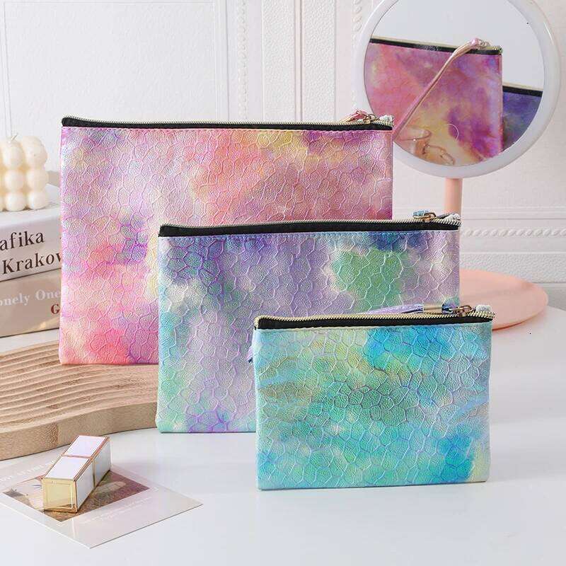 Colorful laser waterproof PU gradient cosmetic New minimalist wash Fashionable portable multifunctional makeup bag Y260206