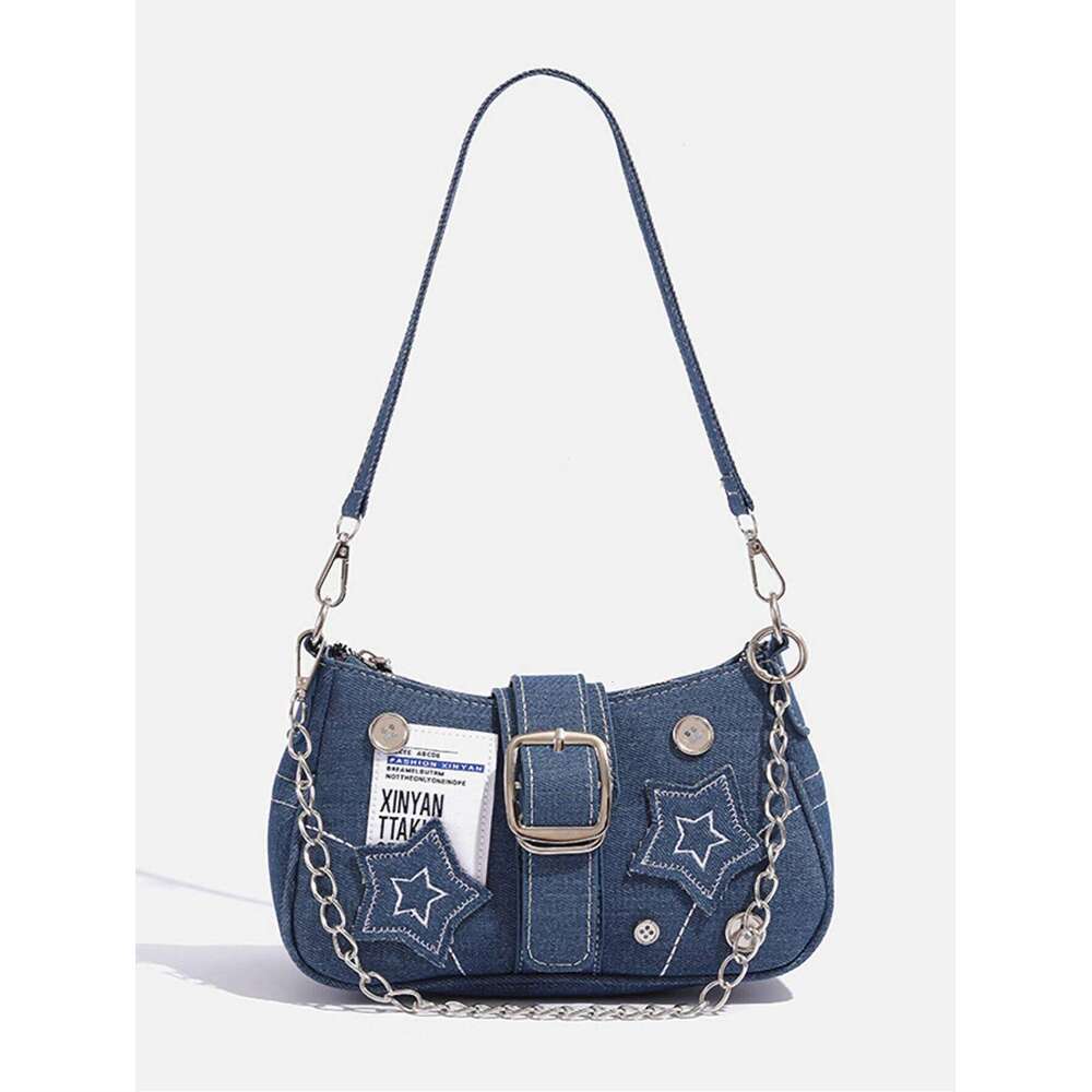 Y2K motorcycle hot girl style shoulder versatile star denim armpit bag Z260207 - view 3
