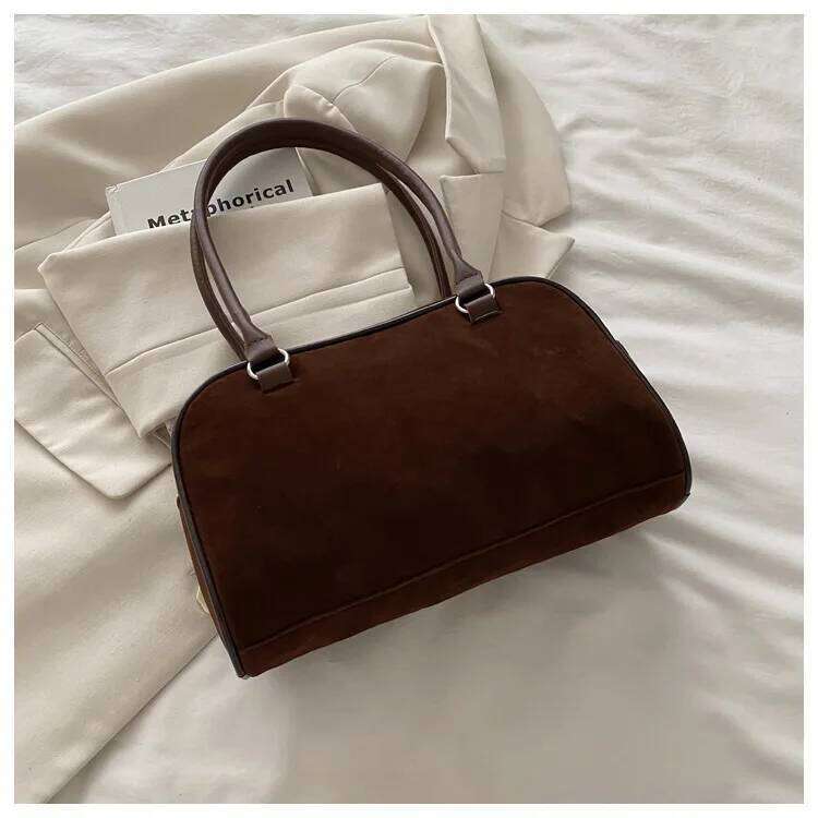 Autumn Vintage Suede Square Shoulder Bags for Women Casual Versatile Ladies Handbags Tote Large Capacity Female Underarm Bag Y260205