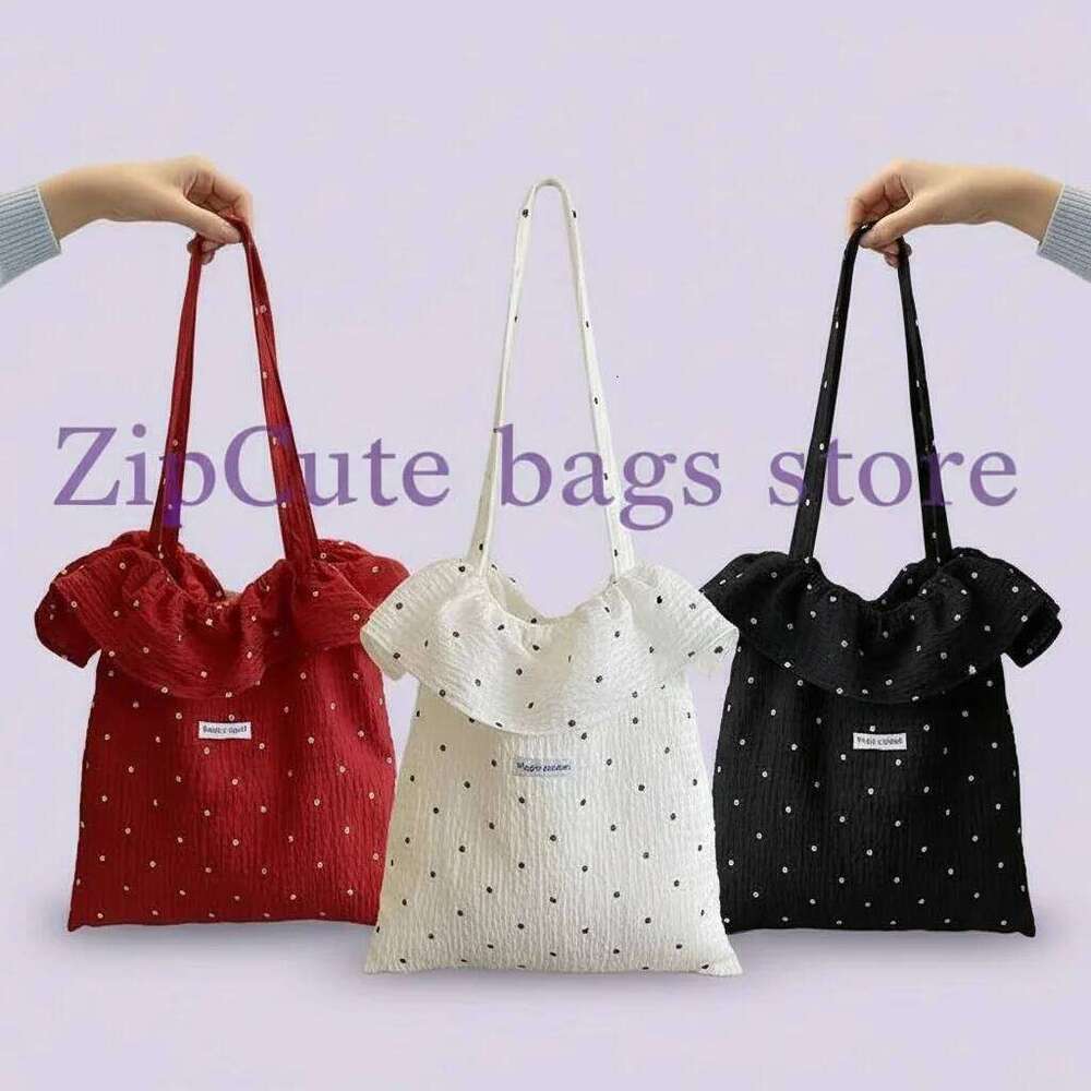 All-match Wave Point Chiffon Shoulder Large Capacity Fairy Mesh Handbag Commuting Korean Style Tote Bag Women Y260204