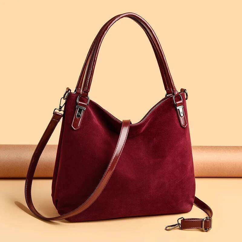 2026 High Quality Faux Genuine Suede Women Tote Bags Large Capacity Female Shoulder Crossbody Bag Luxury Handbags Purses A Main Y260204