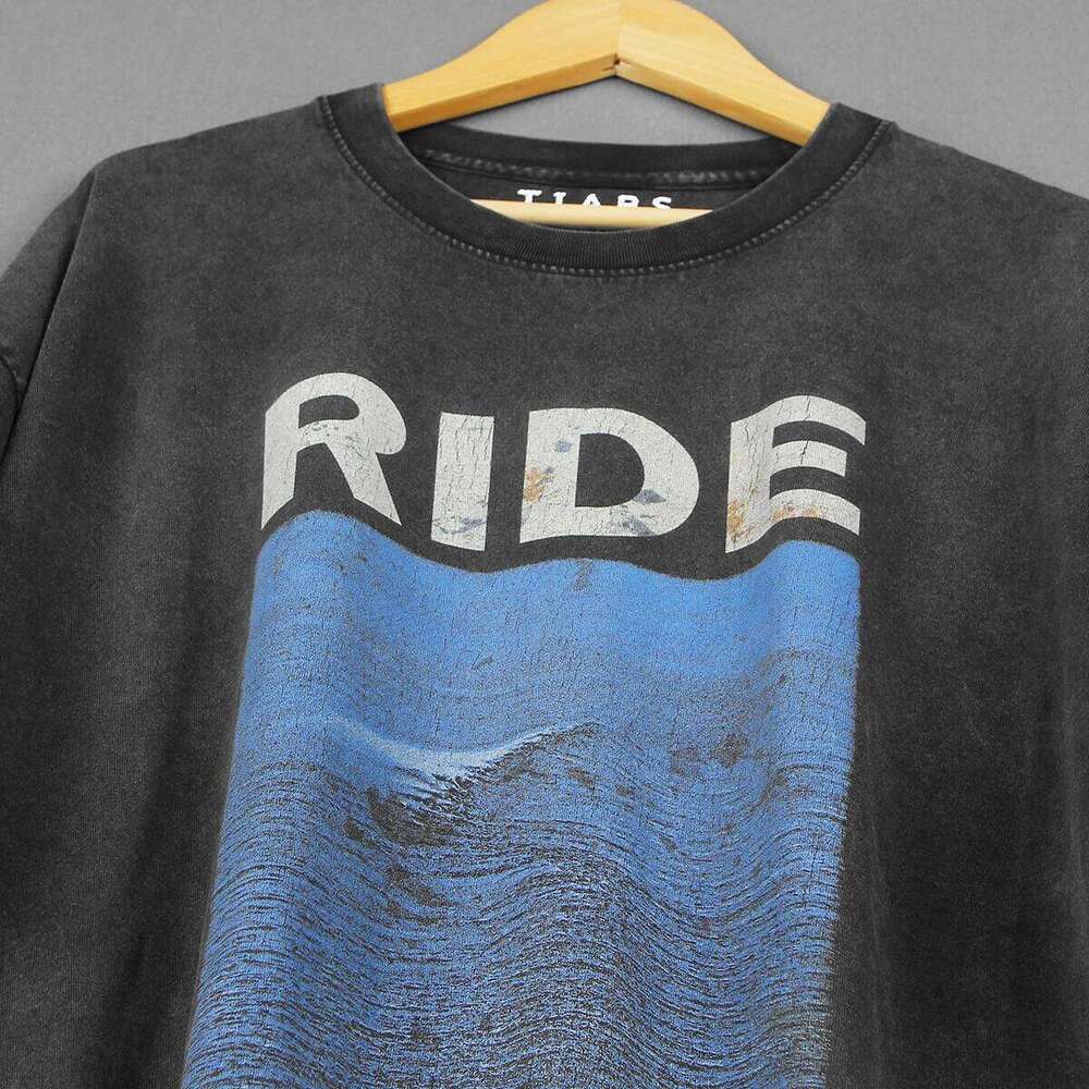 Ride T-Shirt Nowhere Indie Rock Band Retro Washed Drop Shoulder Oversized Vintage Clothing Cotton Loose Men's Print Shirts X260207