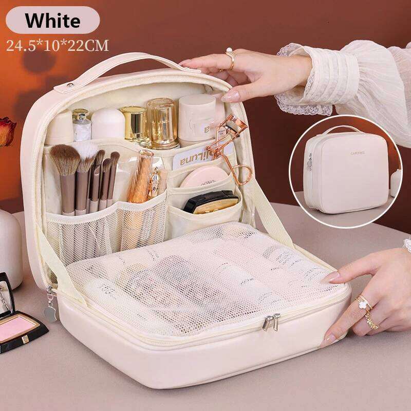 Tote Pu Fashion Women Travel Large Capacity Organizer Cosmetic Toiletry Pouch Detachable Double Layer Makeup Bag Y260206