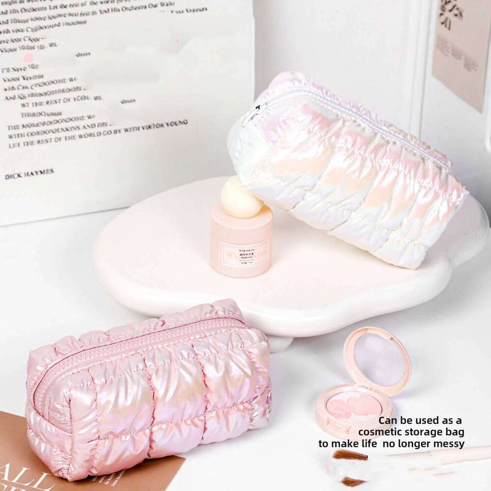 Pink Fashion Women Makeup Storage Handbag Travel Organizer Toiletry Cosmetic Pouch Bubble Grid Ladies Clutch Bag Y260206