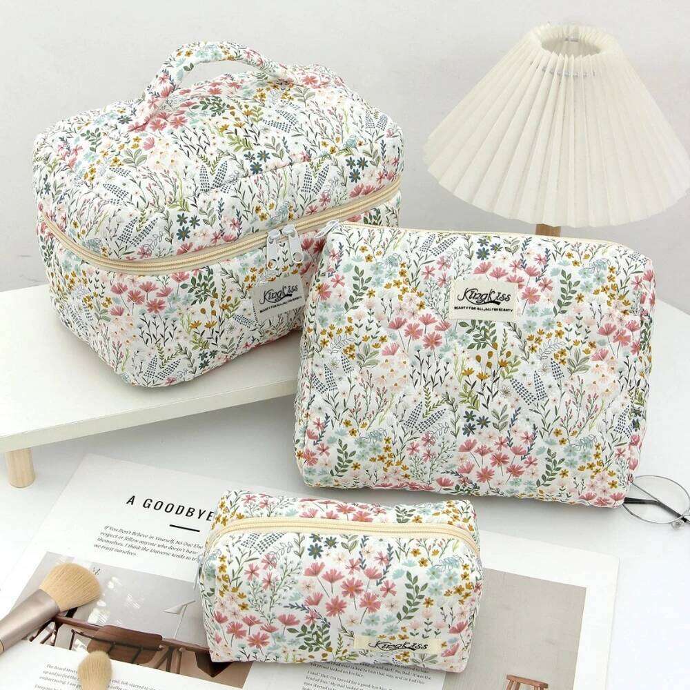 Flower Print Women Fashion Cosmetic Large Capacity Travel Organizer Makeup Toiletry Pouch Handbag Portable Ladies Tote Bag Y260206
