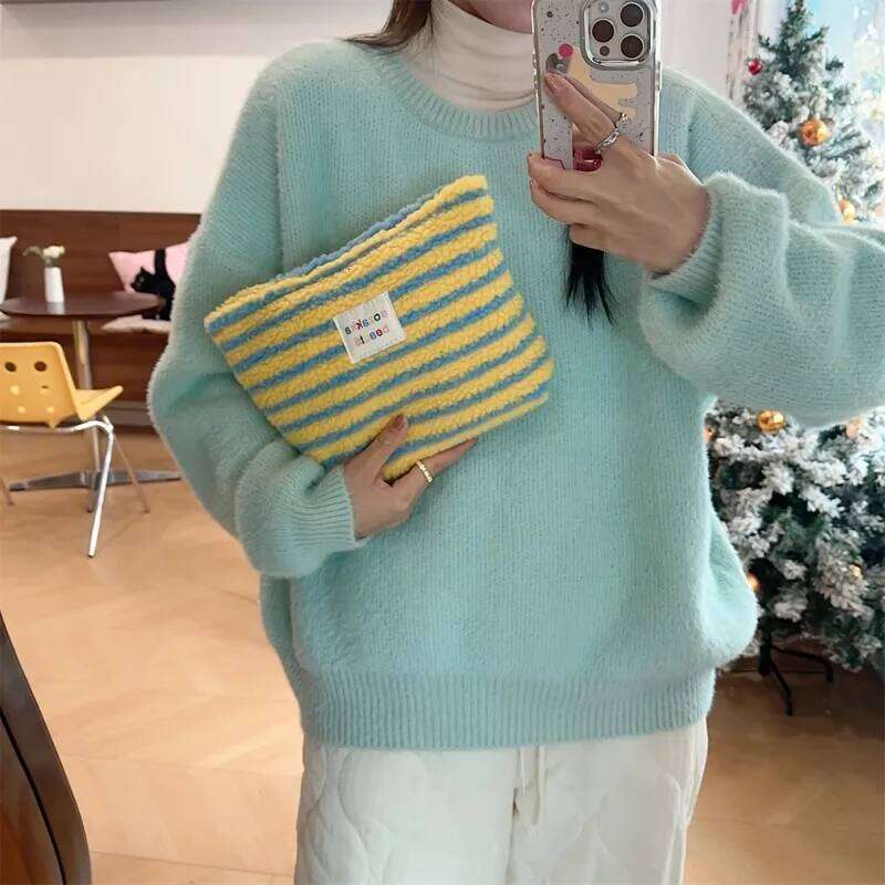 horizontal stripes Color wave makeup Bag, Small Bag Storage Case,Travelling Bags for Ladies,Large Capacity Makeup Brushes Y260206