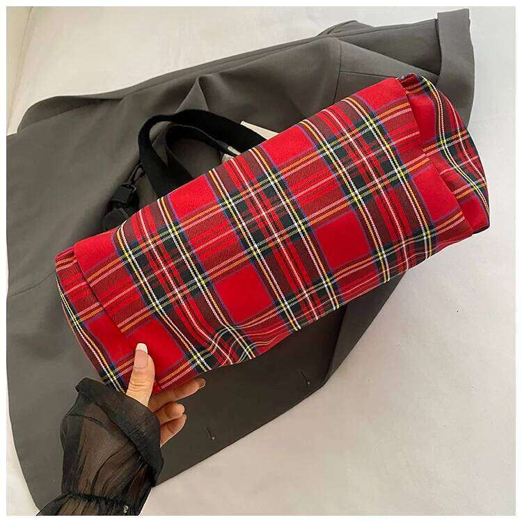 2025 New Arrival Fashion Young Lady Large Capacity Shoulder Bags Striped Grid Punk Design Handbags Female Casual Tote Bag Y260205