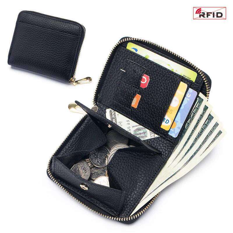 Western Short Multifunctional RFDI Blocking Leather Women Wallet Fashion Large Capacity Coin Purse for Ladies Y260206