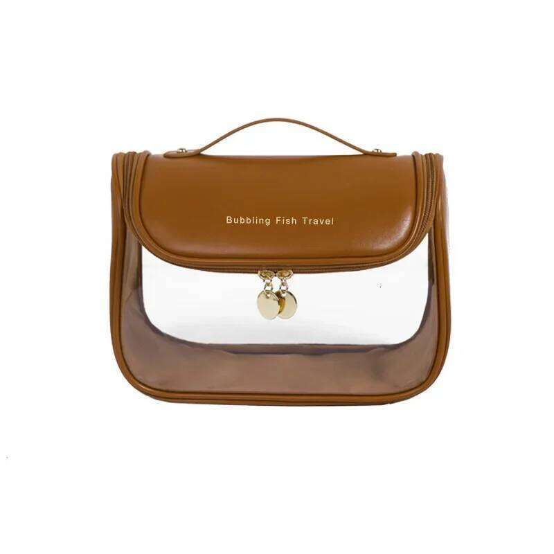 Curved pu waterproof large capacity travel toiletries storage bag Y260206