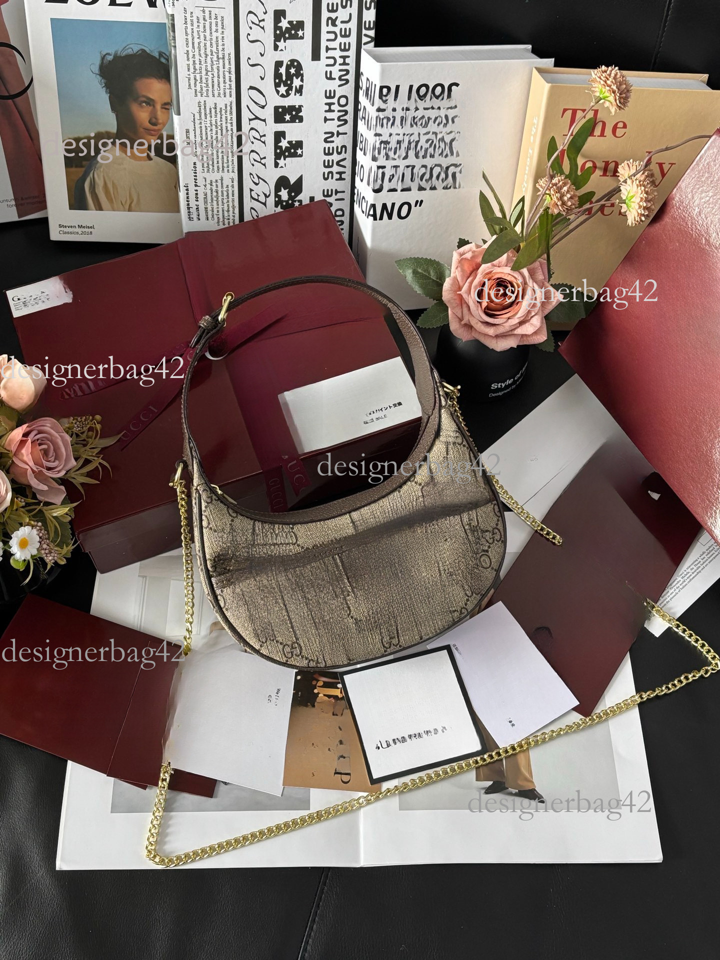 Full Designer Bag Luxury Bag VIP Packaging Exclusive Inner Label Beauty Half Moon Shape Underarm Bag Shoulder Strap Bag