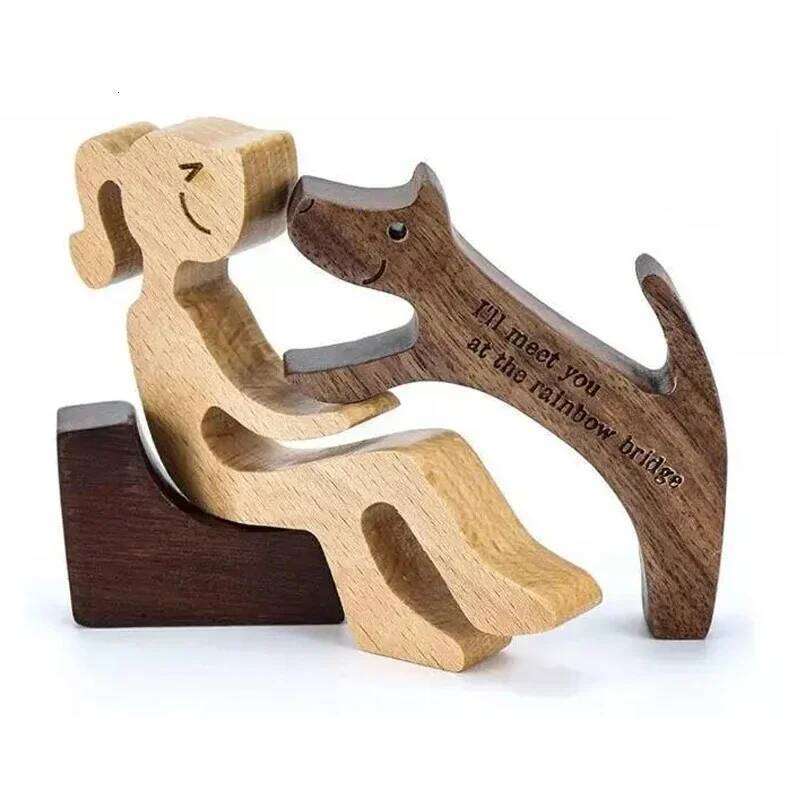 Free Personalized Custom Name Wooden and Human Creative Craft Handmade Figurine Ornement Decor for Your Dog Cat Gifts S260204