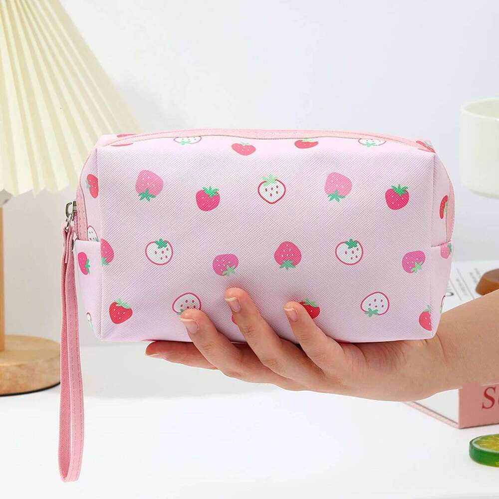 Large capacity waterproof PU makeup bag Small Fresh Portable Skincare Storage Bag Multi functional student pencil case Y260206