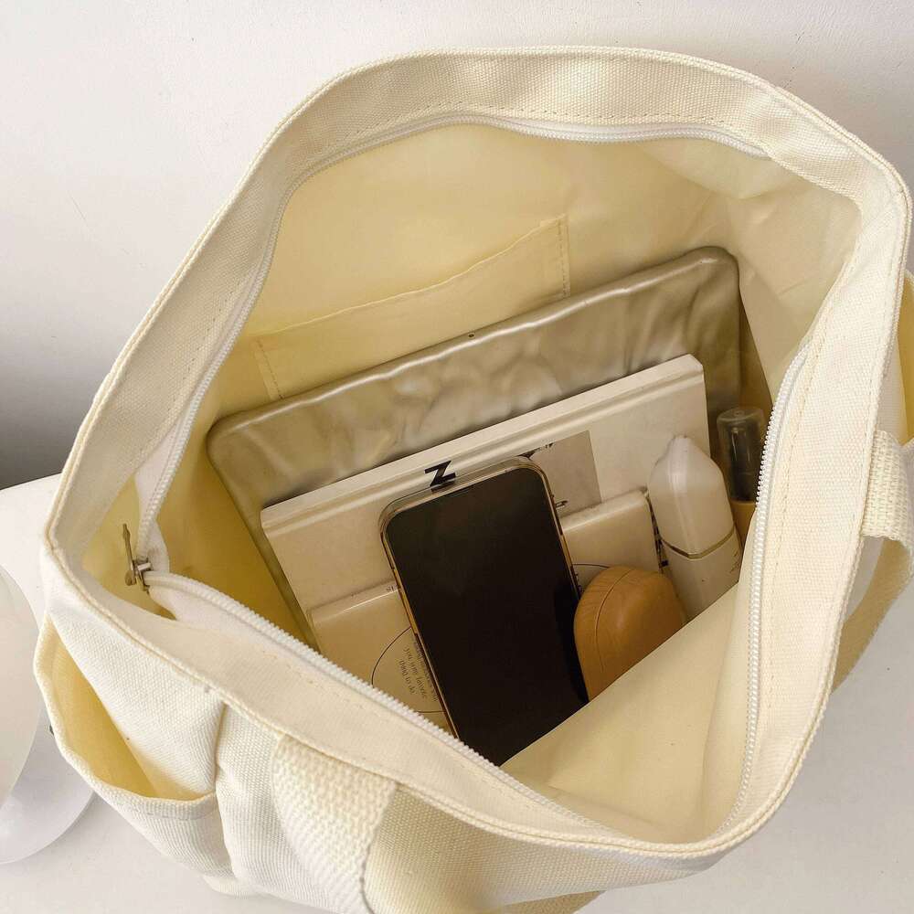 Large Capacity Canvas Tote Bags for Work Commuting Carrying College Style Student Outfit Book Shoulder Shopping Bag Y260204