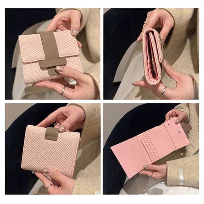 Fashionable Compact Ladies Wallet with Flip Cover Large Capacity Triple Fold Hasp Portable Card Holder Coin Purse for Women Y260206