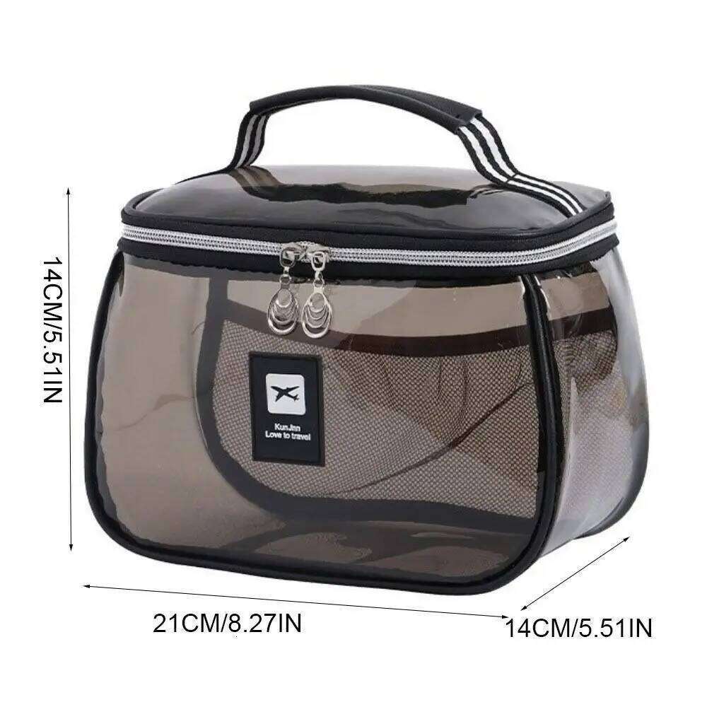 New PVC Wash Transparent Waterproof Cosmetic Large Capacity Handheld Makeup Storage Bag Women Y260206