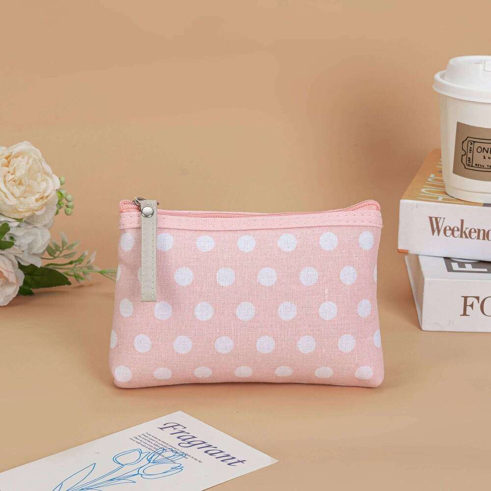 Classic Hot Selling Polka Dot Fabric Makeup Bags Waterproof Portable Zipper Wash Cosmetic Pouch Girl Phone Key Bag Y260206