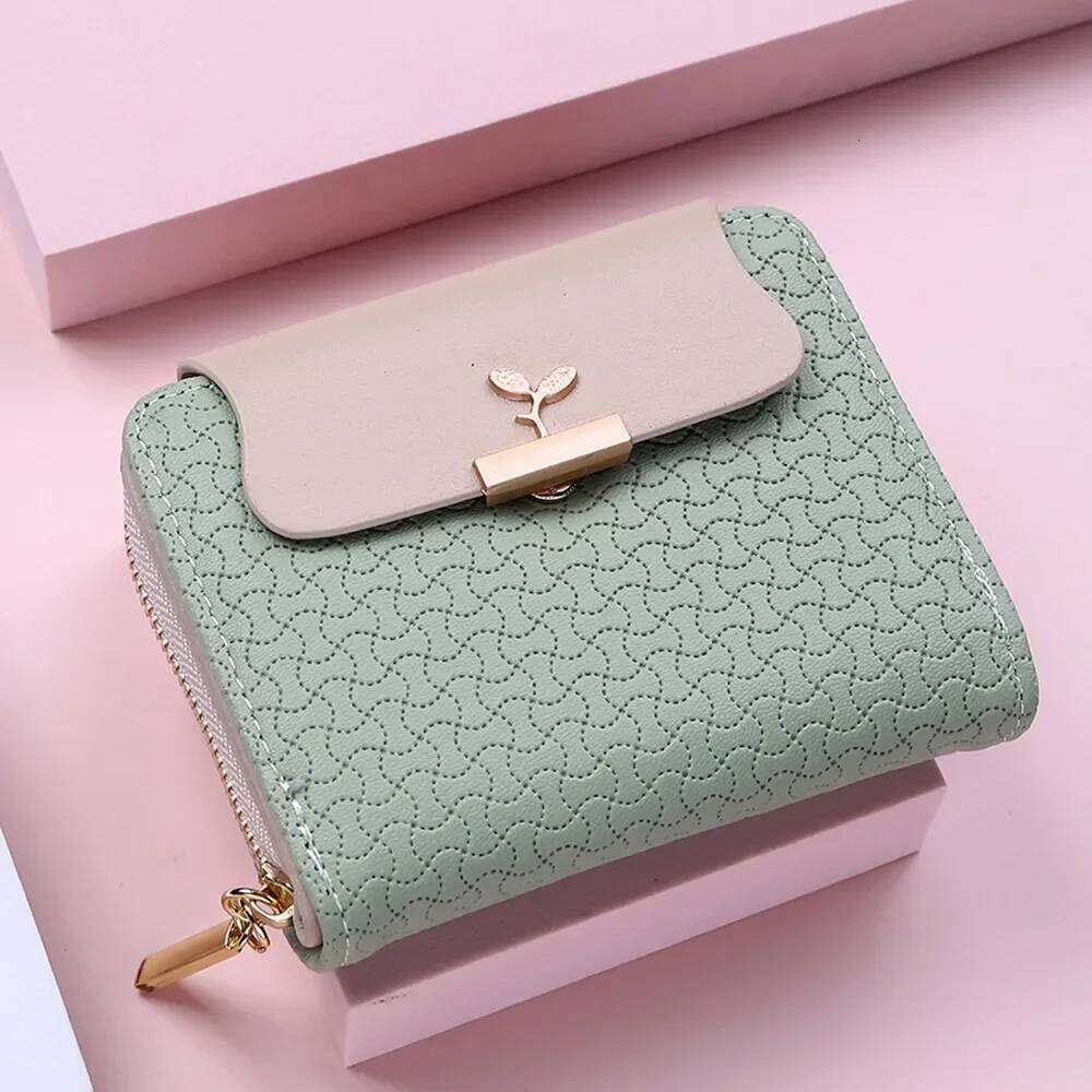 New Ladies Wallets Leaf Hasp Clutch Brand Designed Student Leather Mini Coin Purse Female Card Holder Money Bag Women Wallet Y260206