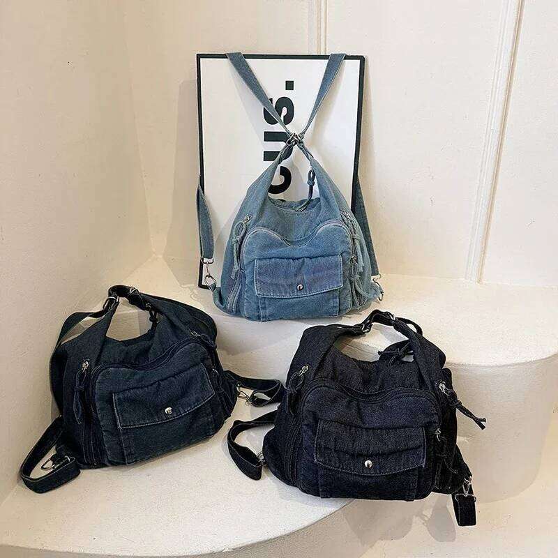 Solid Color Denim Trendy Shoulder for 2025 High Quality Fashion Zipper Large Capacity Versatile Women's Crossbody Bag Y260205