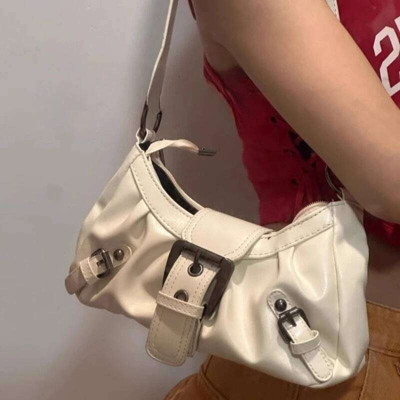 Vintage Y2k Aesthetic Pleated Underarm Bag Luxury Design Office Lady Women's Handbags All Match Ins Casual Shoulder Bags Fashion Y260205