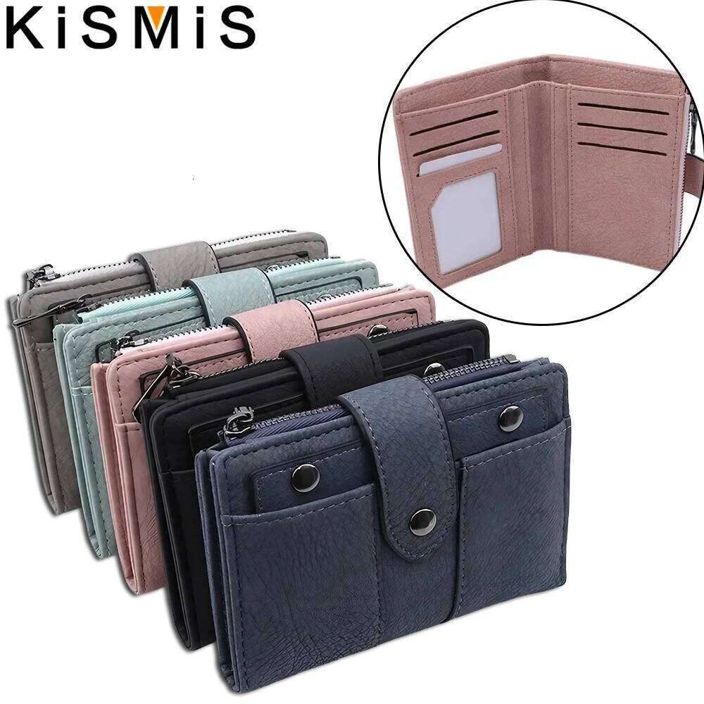 Women's Simple Vintage Studded Short PU Leather Coin Purse with Zipper, Card Holder, Handbag - New Stylish Mini Wallet Y260206