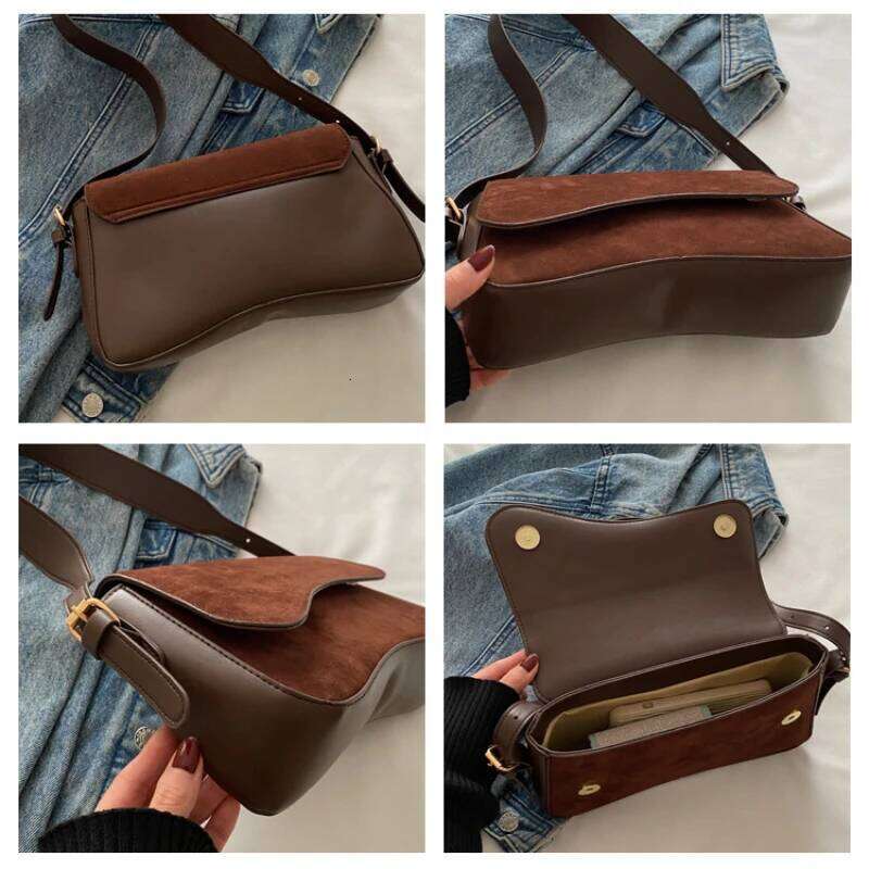 Faux Suede Women's Underarm Bags Simple Design Ladies Shoulder Bag Matte Leather Solid Color Female Purse Handbags Y260205